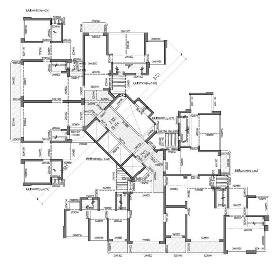 S30-01-PLAN-3F~9F-Model 标核心筒尺寸